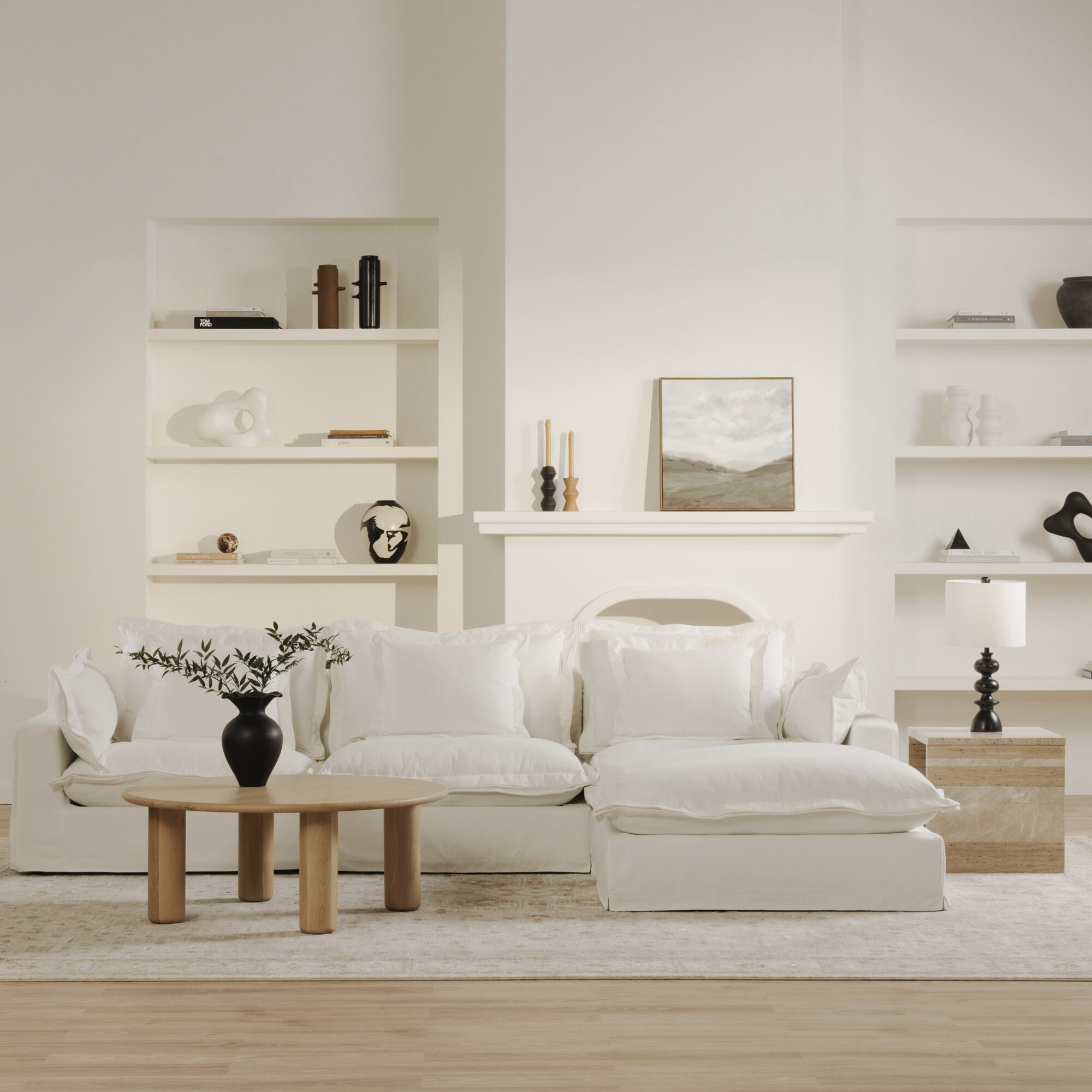 Olivia 17.25 inch White Ottoman