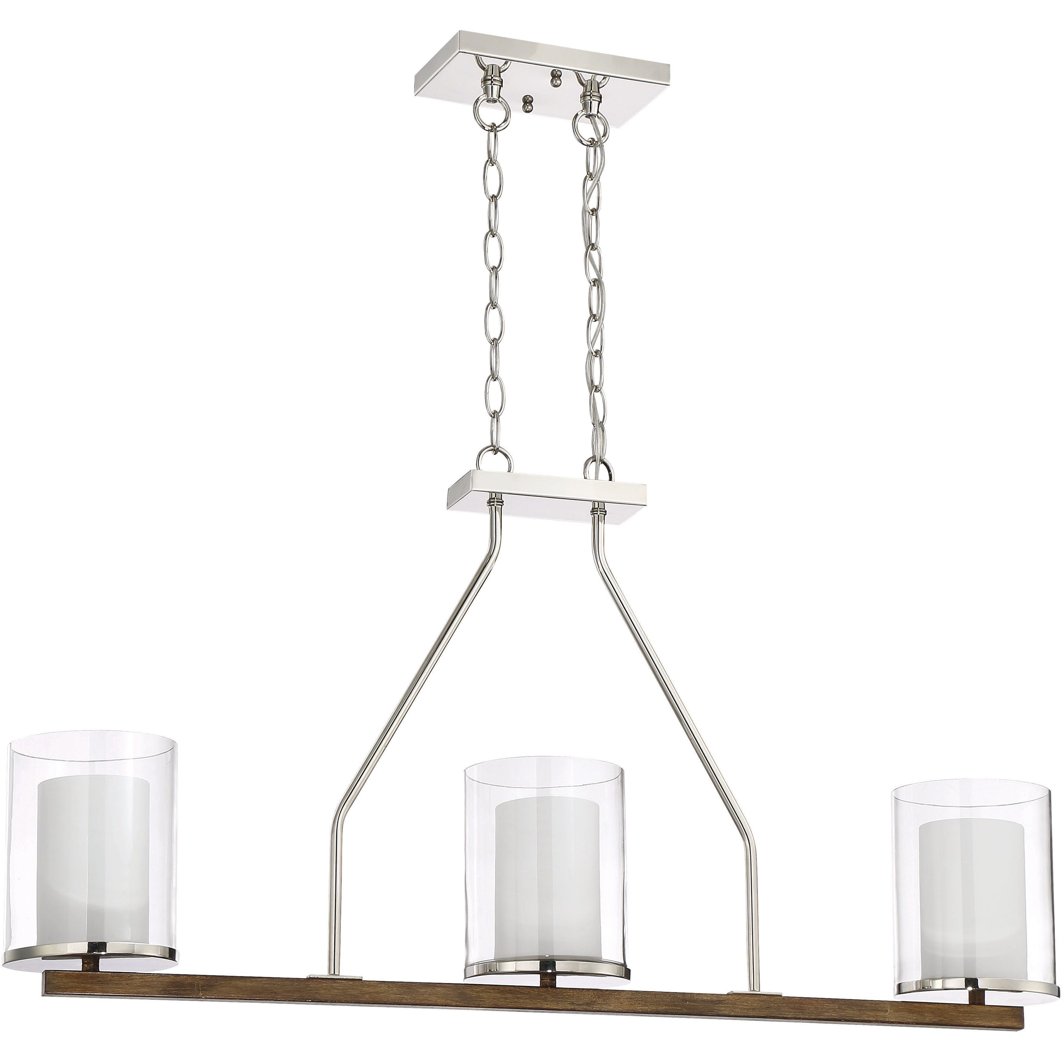 Lark 3 Light 38 inch Polished Nickel/Whiskey Barrel Island Light Ceiling Light