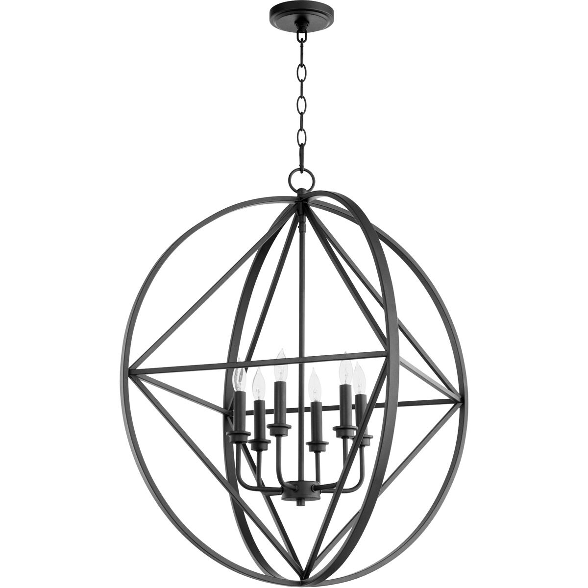 Prolate 6 Light 27.75 inch Noir Pendant Ceiling Light