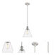 Ballston Cone LED 8 inch White and Polished Chrome Mini Pendant Ceiling Light in Seedy Glass
