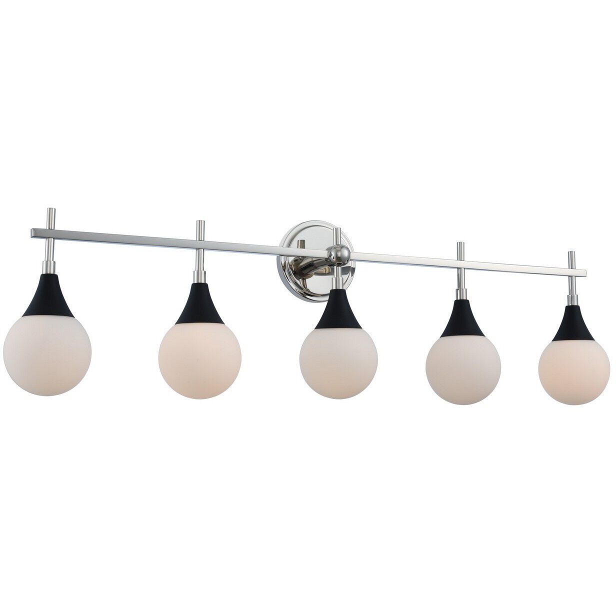 Bogart 5 Light 39 inch Matte Black with Polished Nickel Bath Vanity Light Wall Light