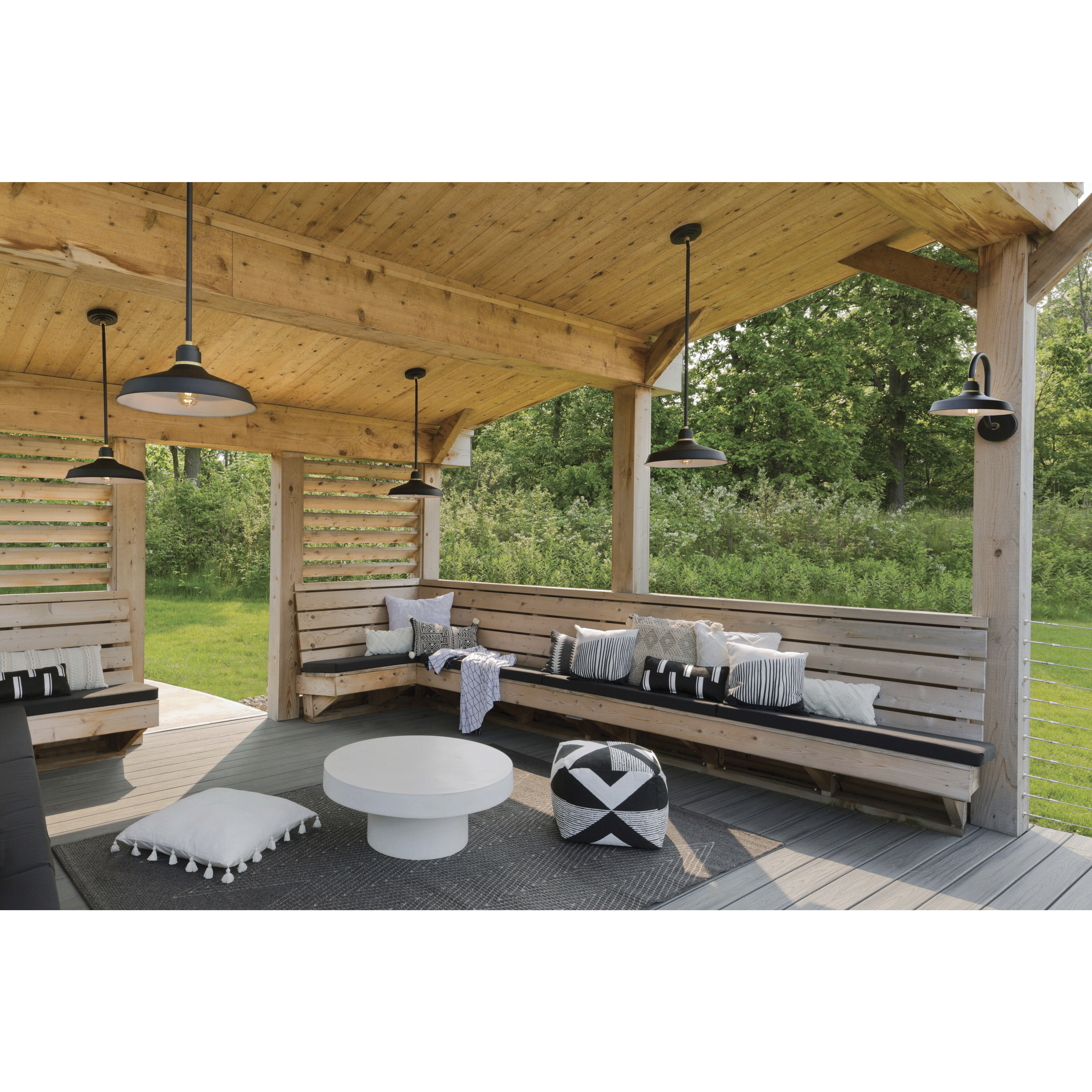 Foundry Classic Outdoor Barn Light in Textured Black, Gooseneck