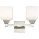 Aragon 2 Light 15 inch Brushed Nickel Bath Vanity Wall Light