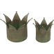 Anita Distressed Gray and Green Crown Planters, Set of 2