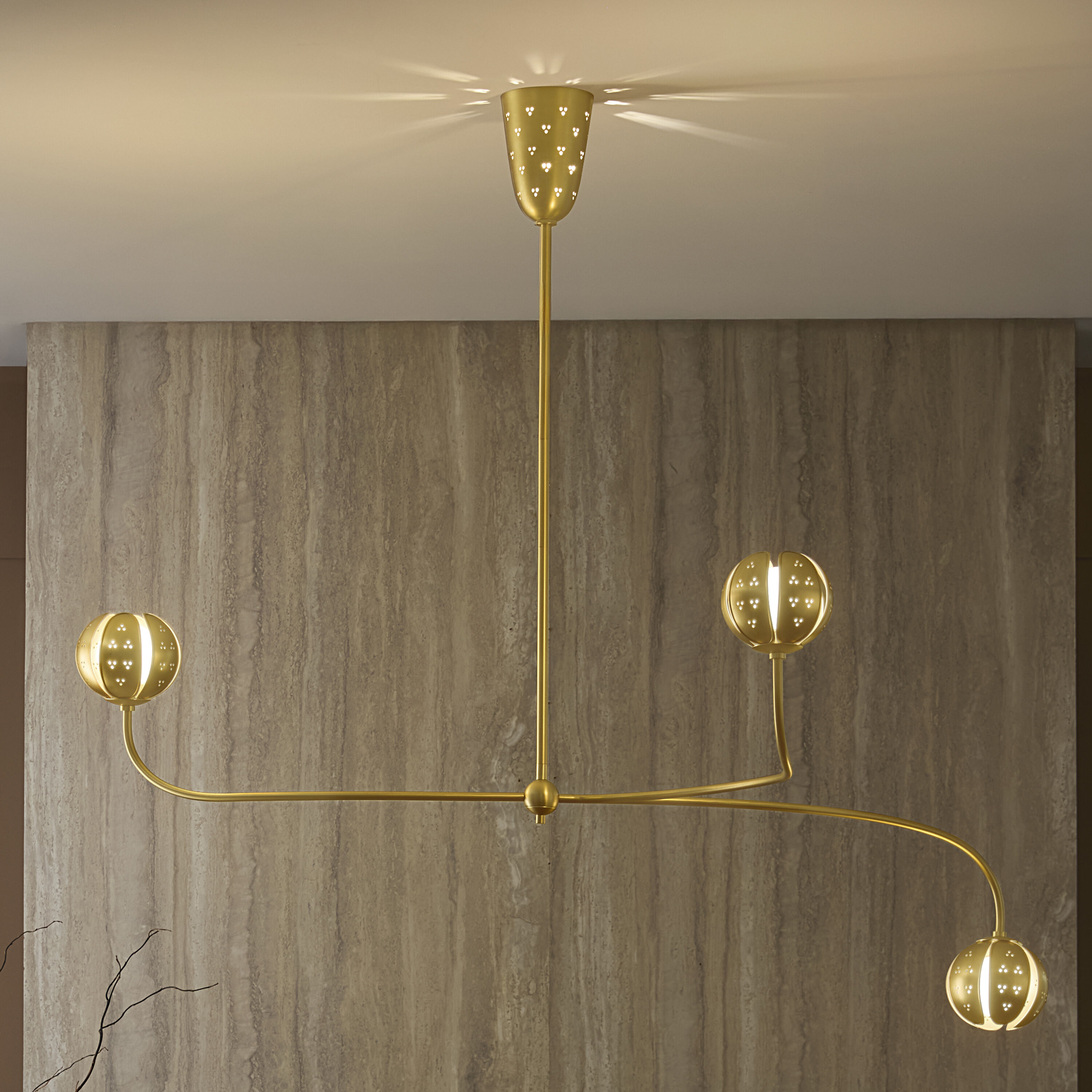 Anthos 4 Light 54 inch Unlacquered Brass Linear Pendant Ceiling Light