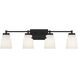 Contemporary 4 Light 32 inch Matte Black Bathroom Vanity Light Wall Light