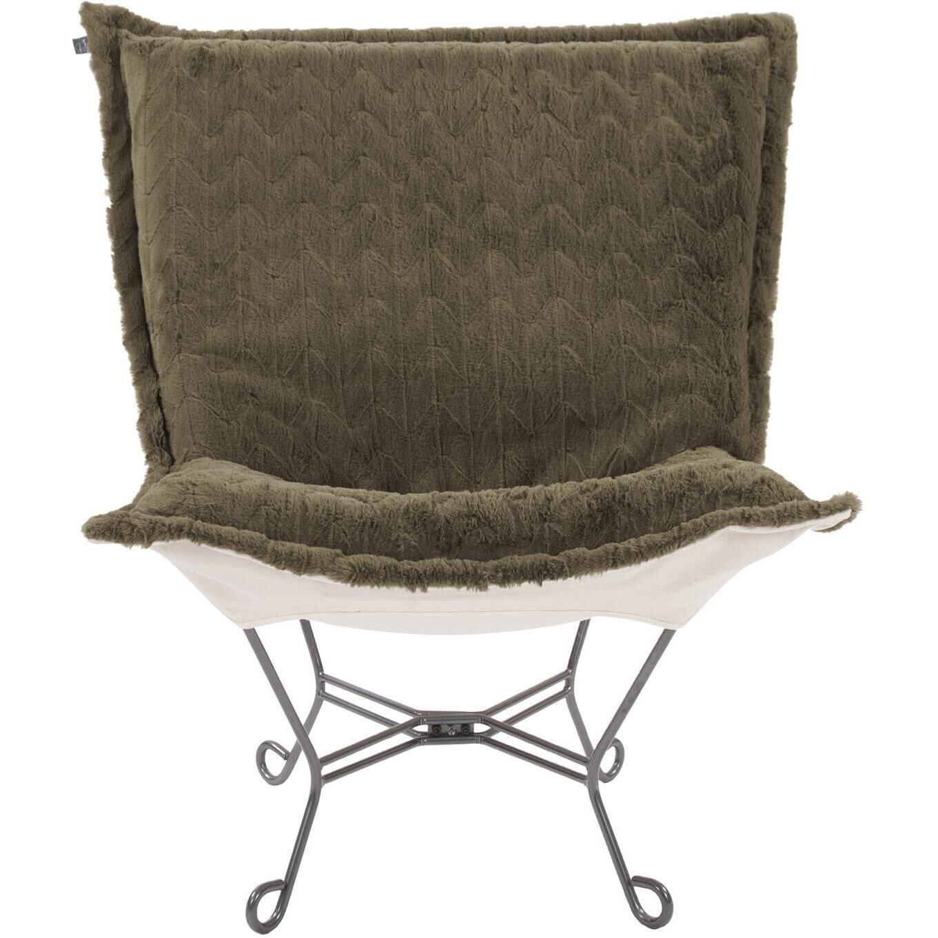 Puff Angora Moss Scroll Chair with Cover
