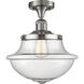 Franklin Restoration Large Oxford 1 Light 12 inch Brushed Satin Nickel Semi-Flush Mount Ceiling Light in Seedy Glass, Franklin Restoration
