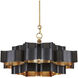 Grand Lotus 1 Light 20.25 inch Satin Black and Contemporary Gold Leaf Chandelier Ceiling Light, Small