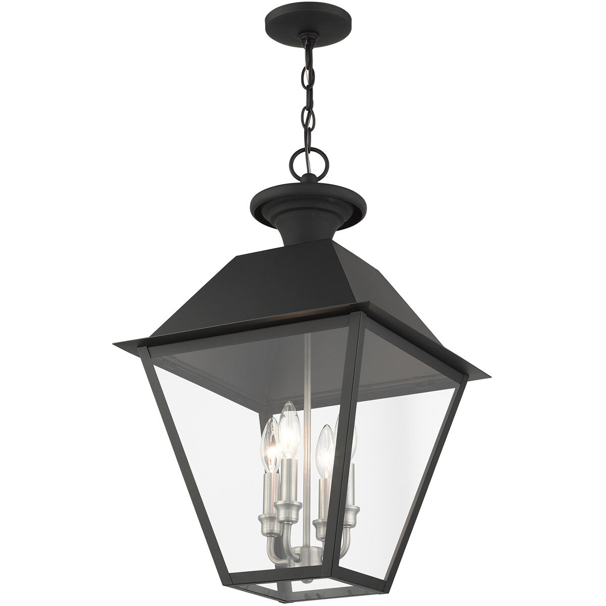 Mansfield 4 Light 15 inch Black Outdoor Pendant Lantern