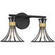 Breur 2 Light 17.25 inch Black with Warm Brass Accents Bathroom Vanity Light Wall Light