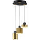 Nob LED 13.5 inch Black and Gold Multi-Light Pendant Ceiling Light