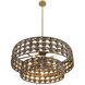 Silencio 7 Light 30 inch Riviera Brass Pendant Ceiling Light