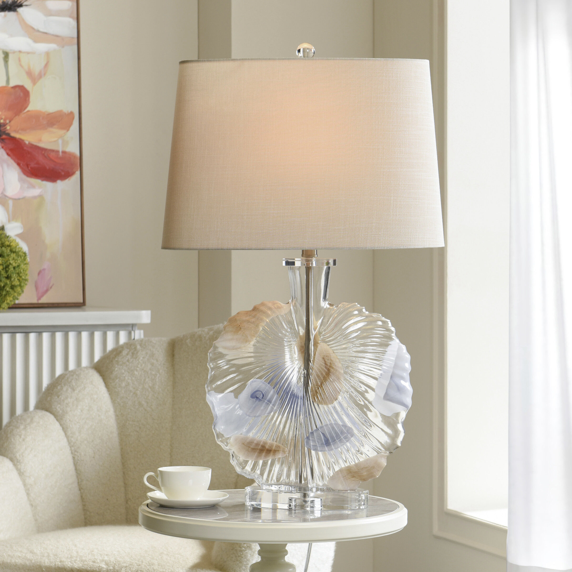 Lily 30 inch 100.00 watt Clear and Blue and Beige Table Lamp Portable Light