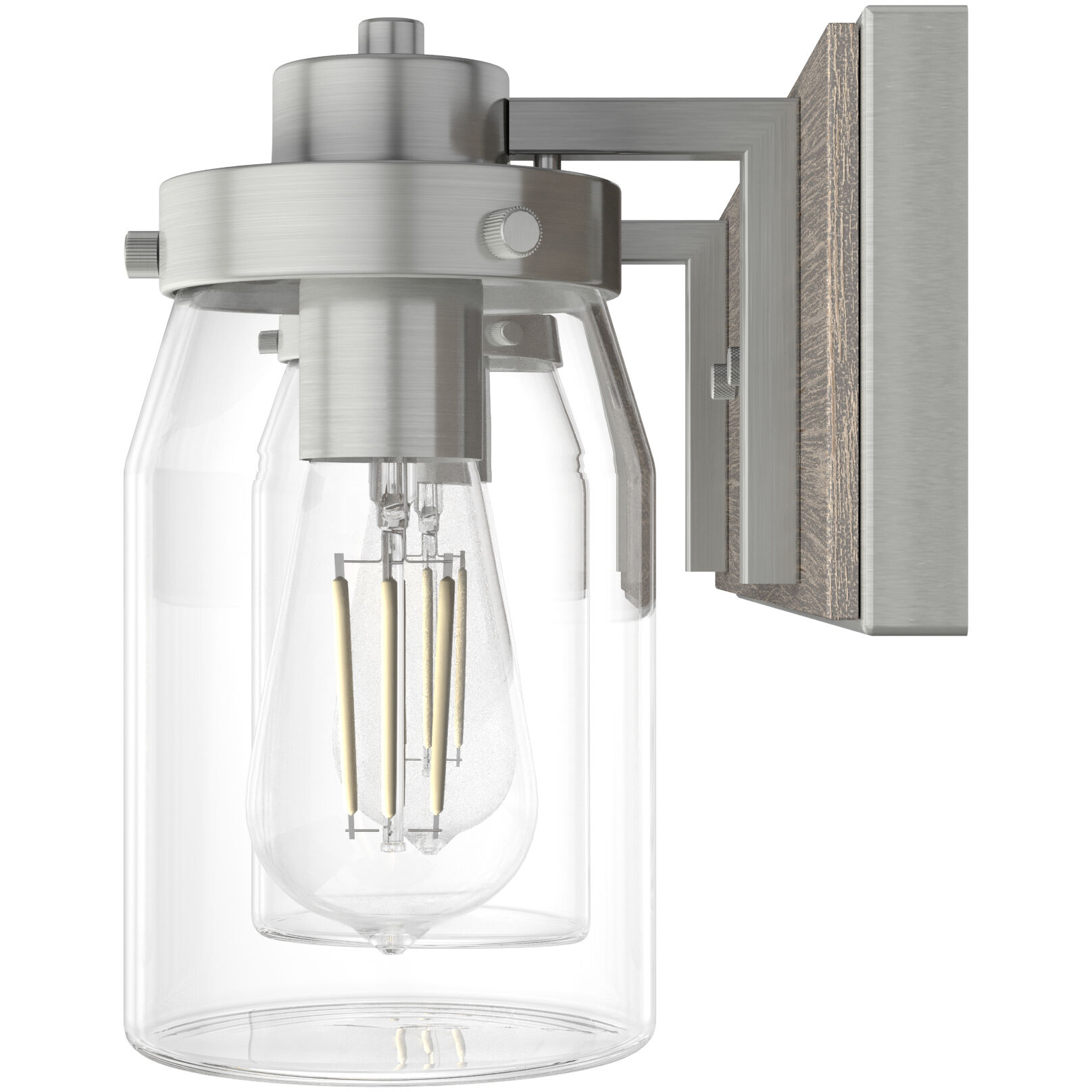 Devon Park 2 Light 14.75 inch Brushed Nickel and Grey Wood Vanity Light Wall Light