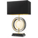 Pearl 31.89 inch 40 watt Bronze Highlight with Gold with Alabaster Table Lamp Portable Light