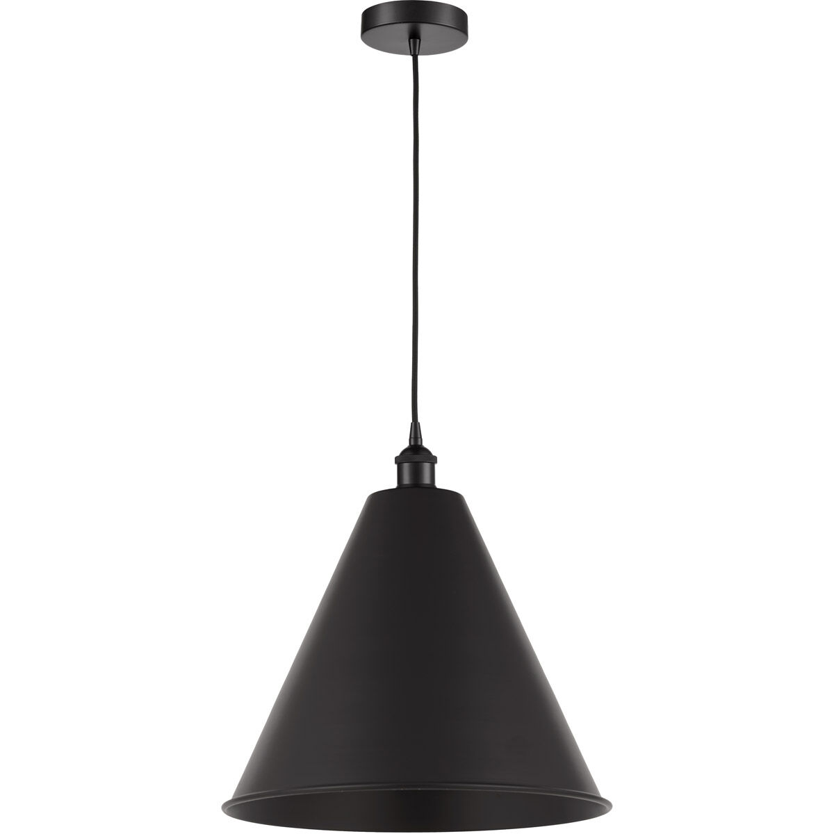 Edison Cone 1 Light 16 inch Matte Black Mini Pendant Ceiling Light