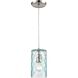 Diamond Pleat 1 Light 5 inch Light Blue with Satin Nickel Mini Pendant Ceiling Light