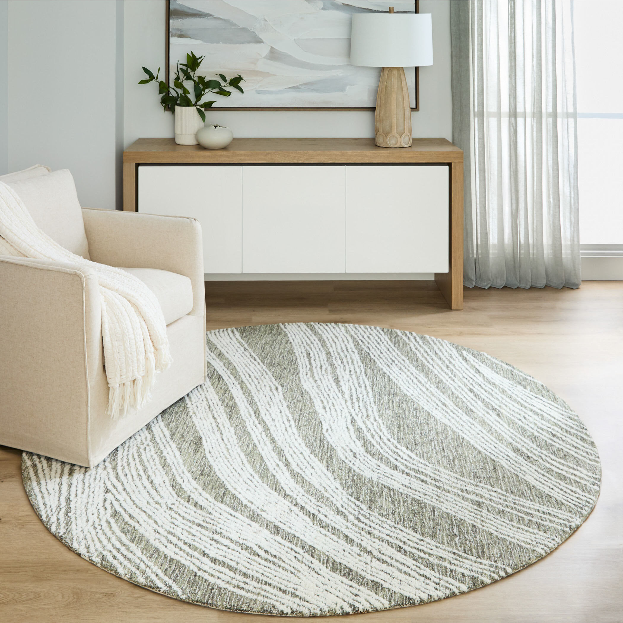 Mitra Black/White Rug in 8 Round