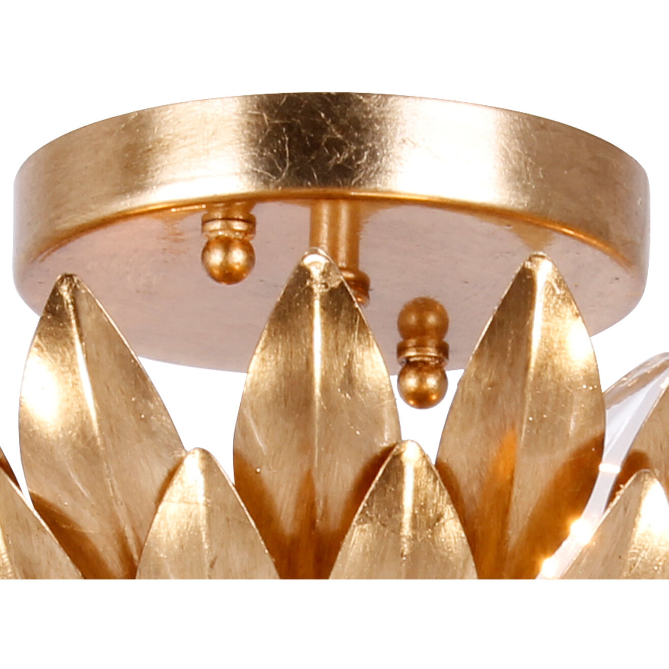 Broche 4 Light 16 inch Antique Gold Semi Flush Ceiling Light