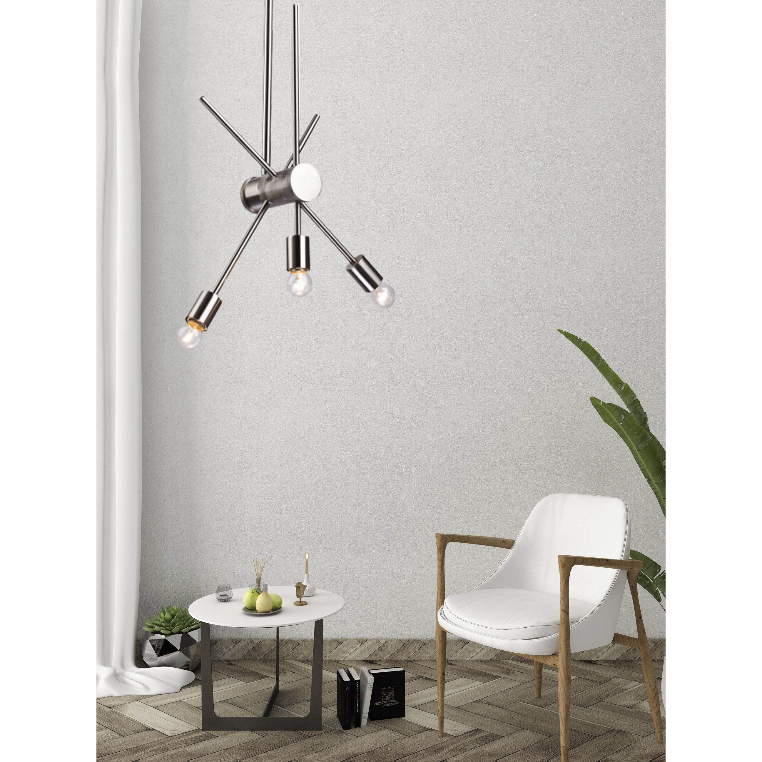 Canada 3 Light 5.9 inch Shiny Nickel Chandelier Ceiling Light