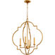 Dublin 4 Light 22 inch Gold Leaf Foyer Pendant Ceiling Light, Quorum Home