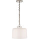 Thomas O'Brien Katie5 1 Light 12 inch Polished Nickel Dome Pendant Ceiling Light in White Glass
