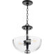 Monarch 2 Light 13 inch Noir and Satin Nickel Dual Mount Pendant Ceiling Light