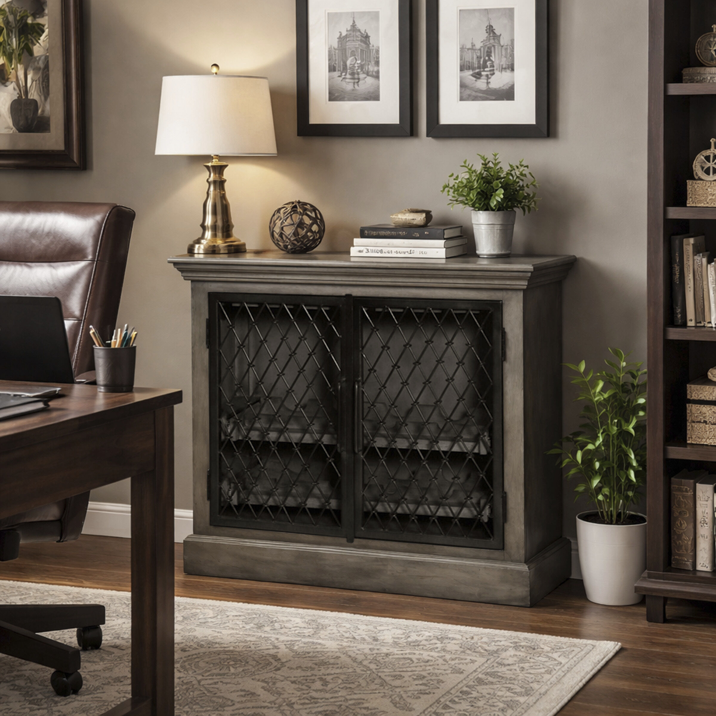 Belvedere Gray and Black and Gunmetal Cabinet
