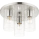 Zurich 3 Light 14 inch Brushed Nickel Flush Mount Ceiling Light