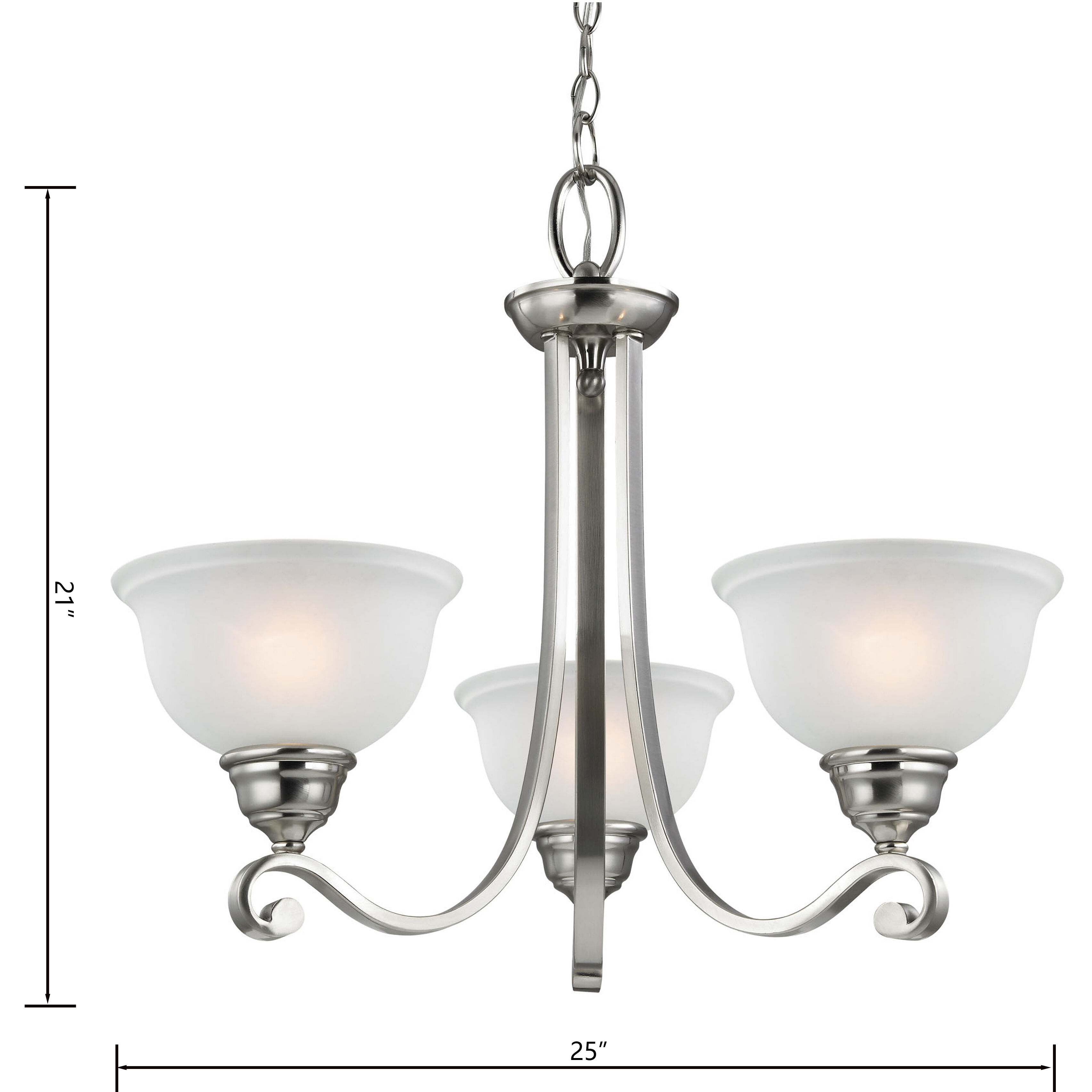 Hamilton 3 Light 25 inch Brushed Nickel Chandelier Ceiling Light