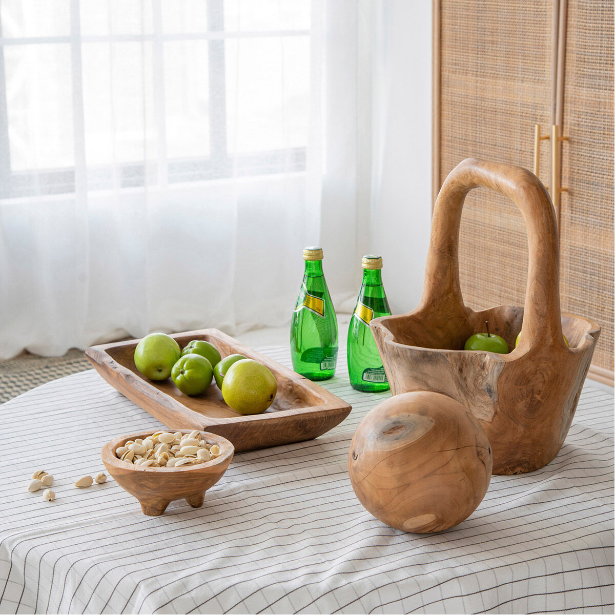 Teak 6 X 3 inch Bowls, With Legs, Set of 2