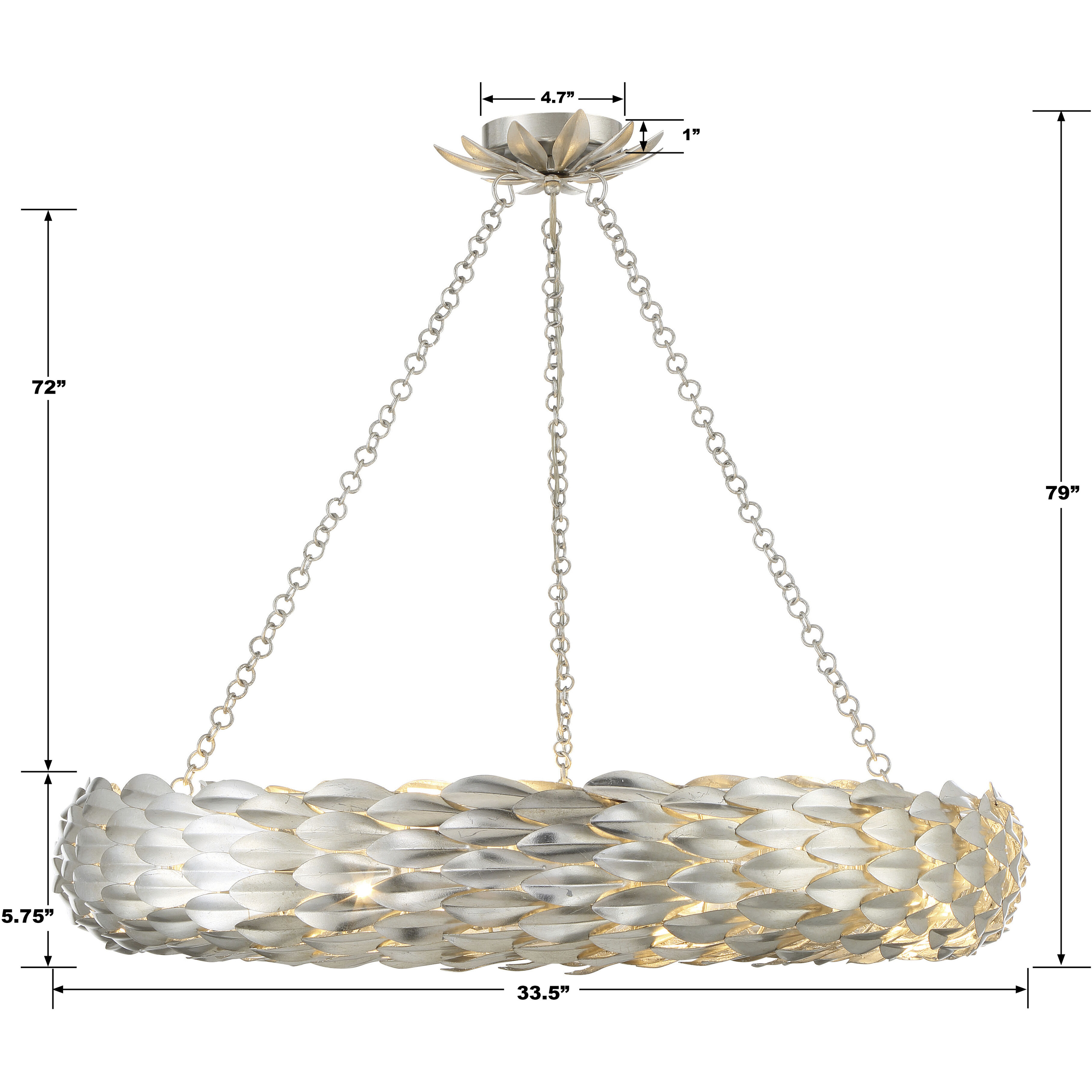 Broche 8 Light 33.5 inch Antique Silver Chandelier Ceiling Light