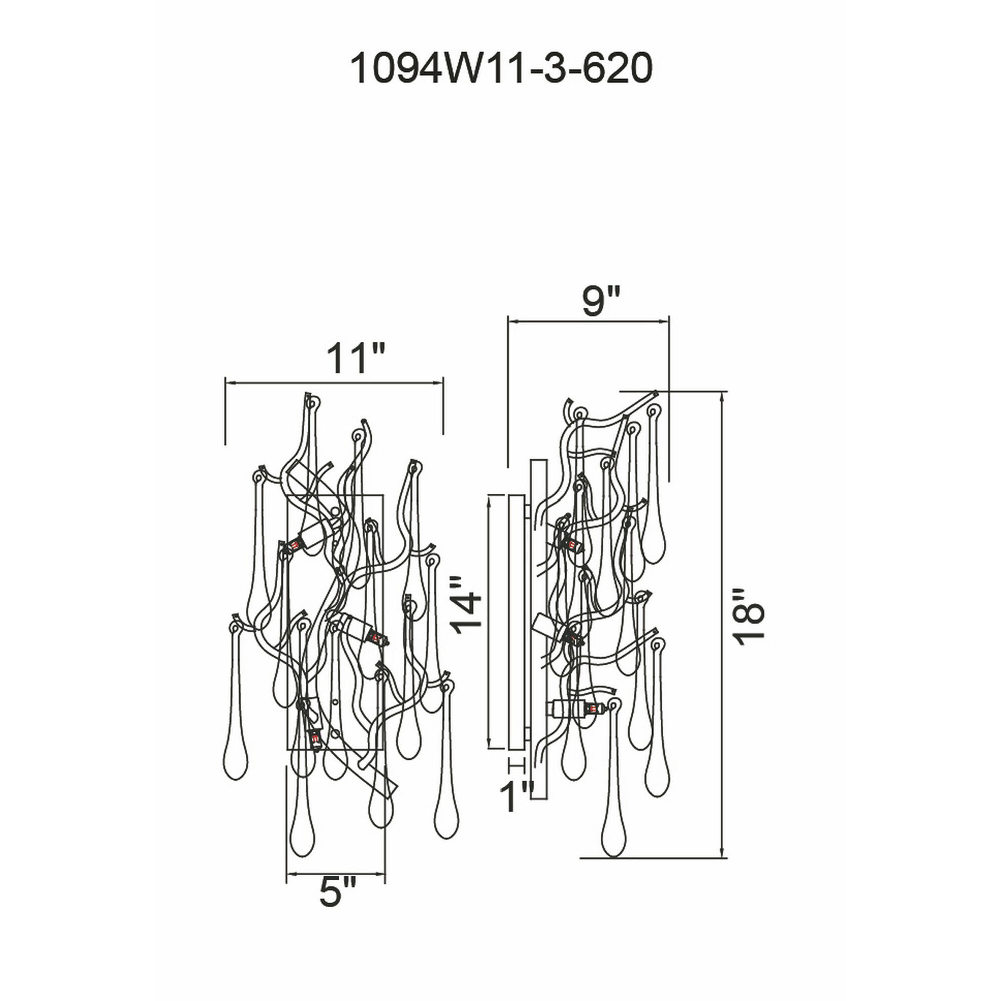 Anita 3 Light 11 inch Gold Leaf Wall Light