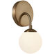 Fusion Collection - Noho Family 1 Light 4.5 inch Brushed Brass and Etched Opal ADA Wall Sconce Wall Light in 4" D x 4.5" W x 9" H, EVOLV