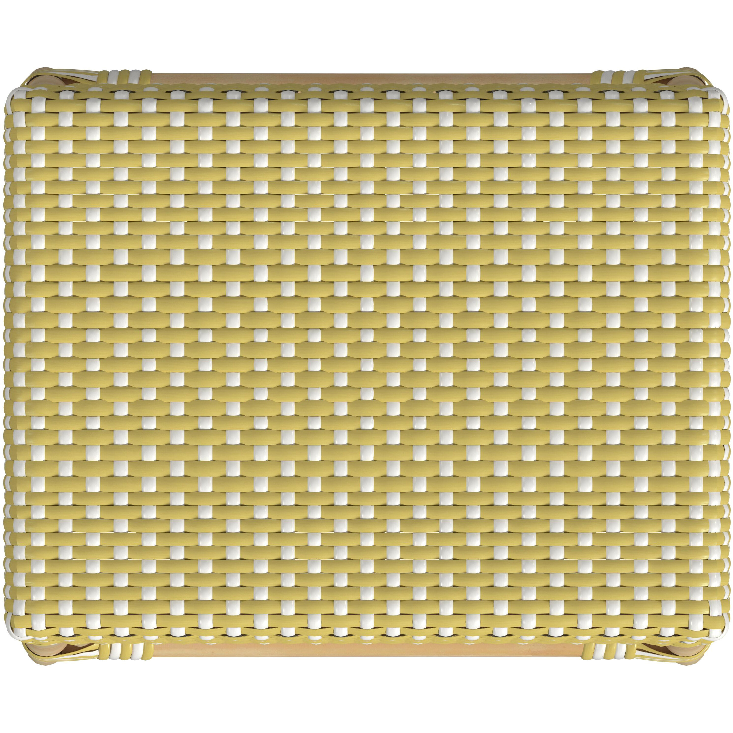 Robias Rectangular Rattan 24.5" Counter Stool in Yellow and White Dot