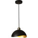 Luna Bella 1 Light 10 inch Matte Black and Weathered Brass Pendant Ceiling Light