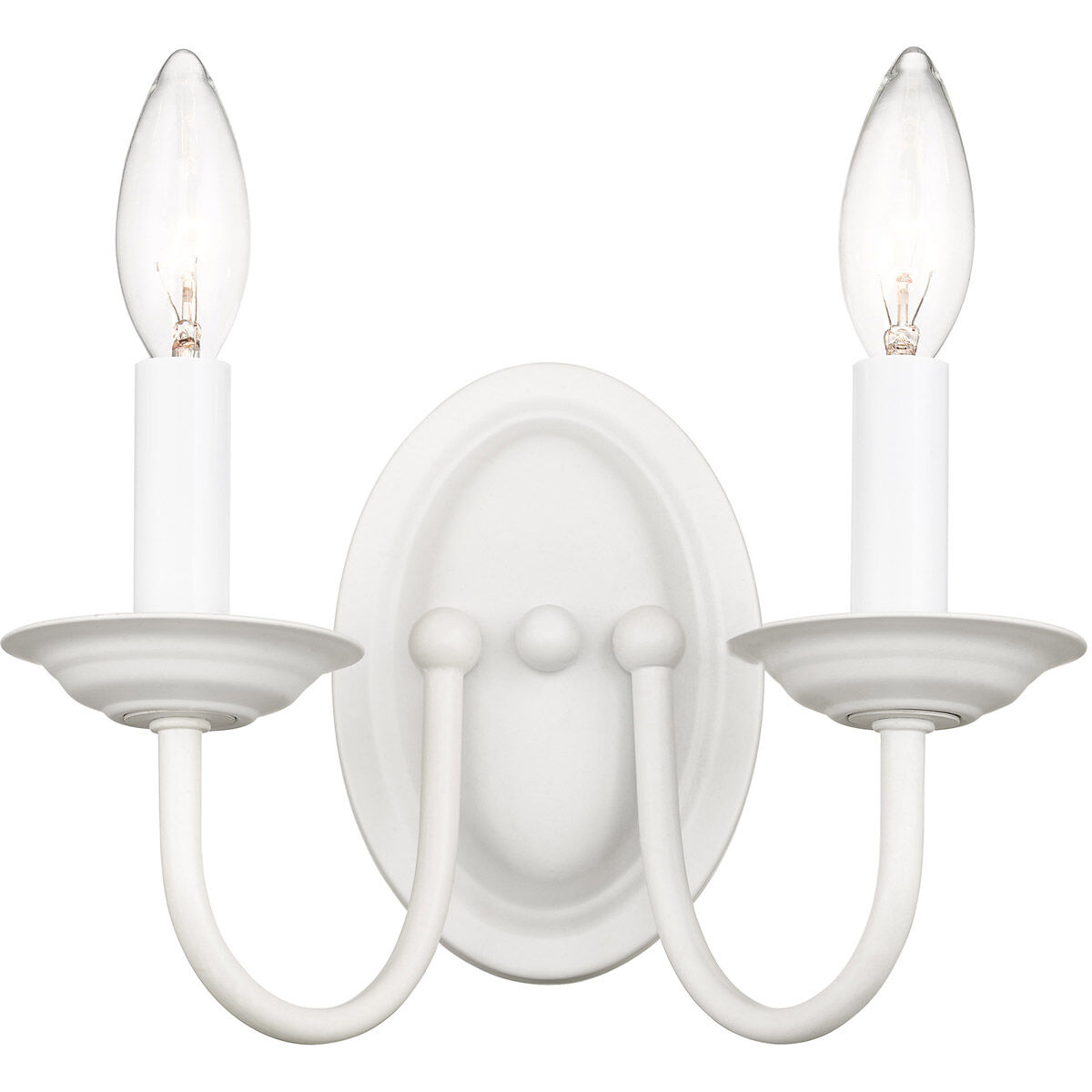 Home Basics 2 Light 10 inch White Wall Sconce Wall Light