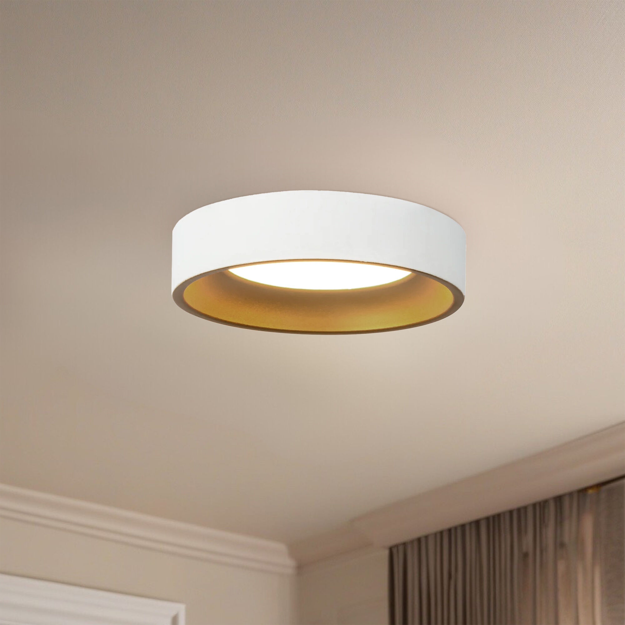 Nix 5.38 inch White and Gold Flush Mount Ceiling Light