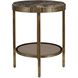 Cusano 20.25 X 16.25 inch Brown marble and Antique Brass Accent Table