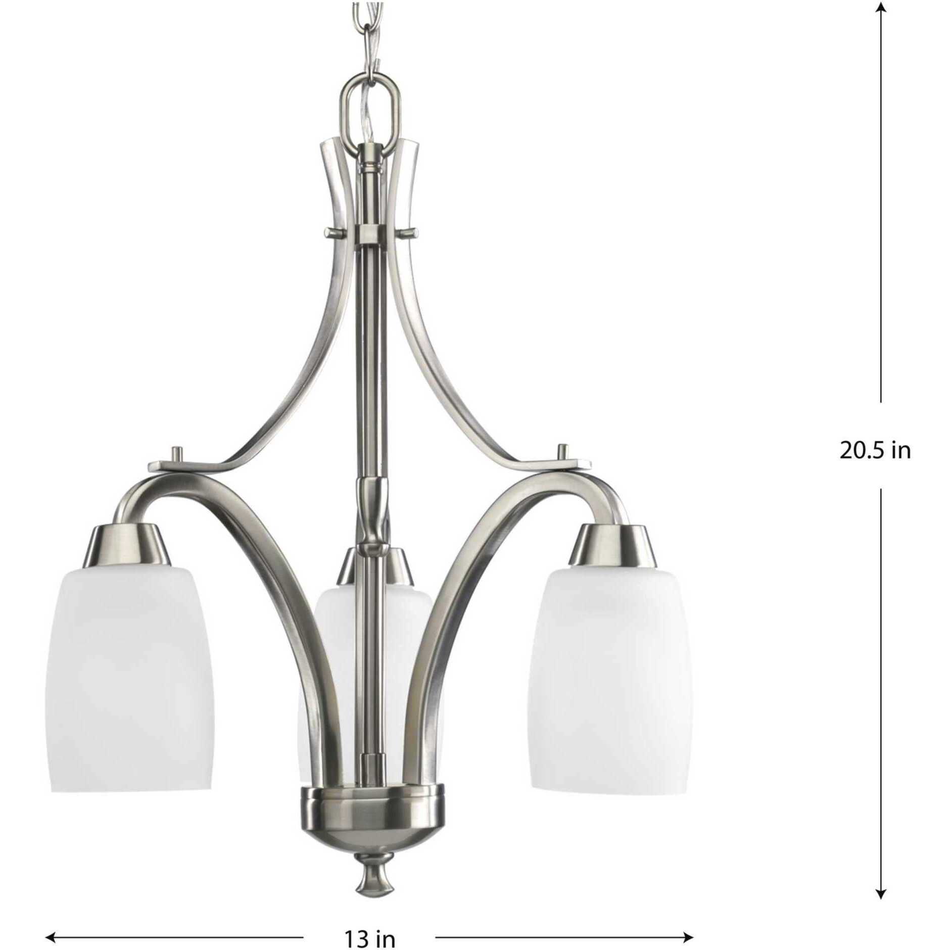 Anna 3 Light 13 inch Brushed Nickel Chandelier Ceiling Light