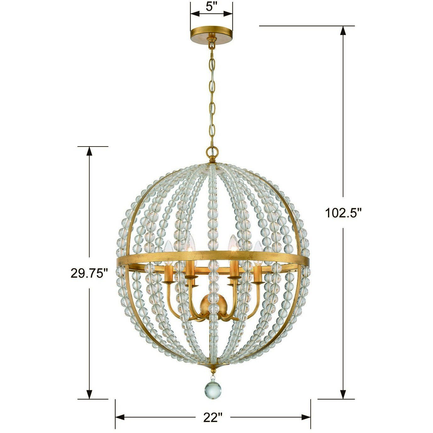 Roxy 6 Light 22 inch Antique Gold Chandelier Ceiling Light