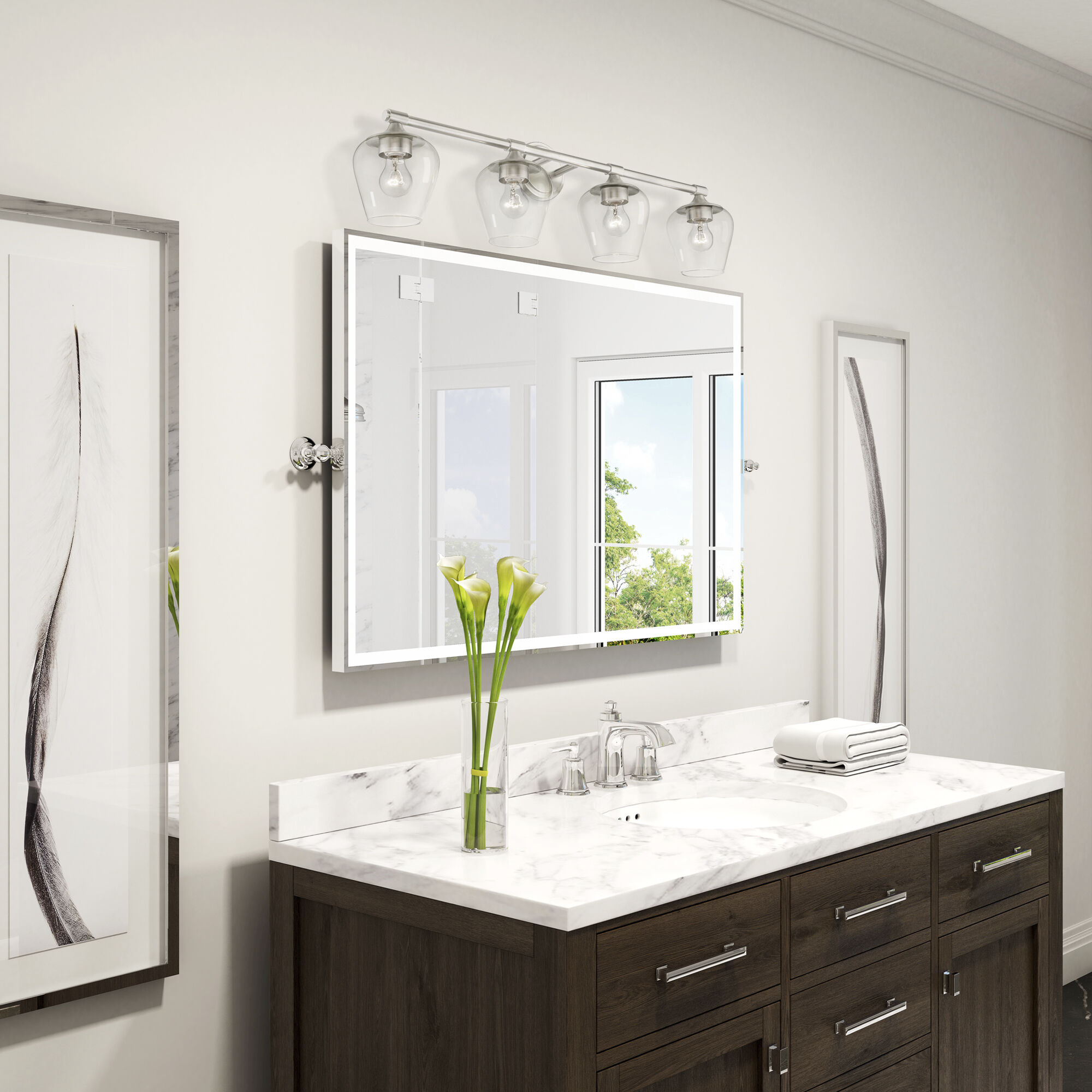 Willow 4 Light 36 inch Brushed Nickel Vanity Sconce Wall Light