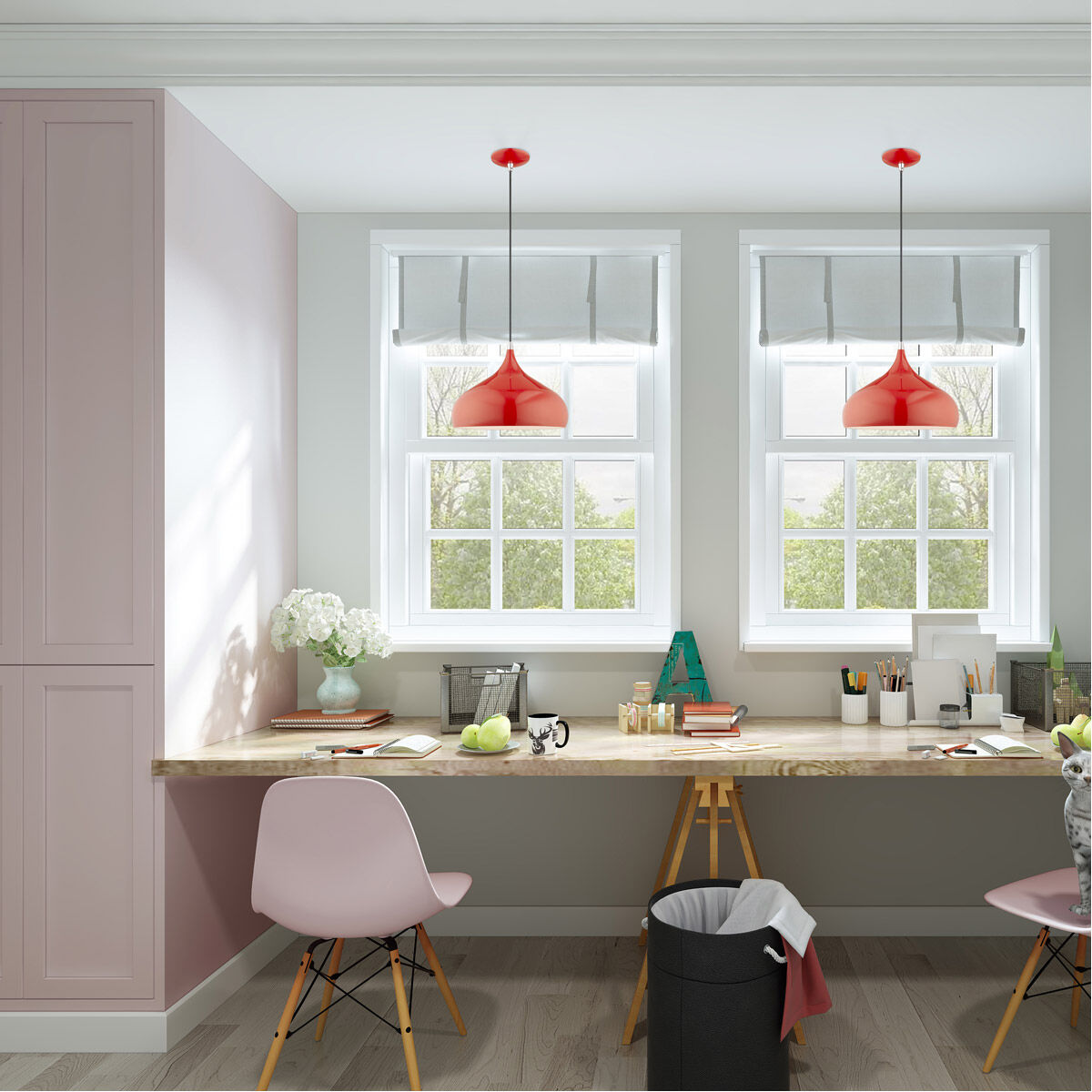 Allison 1 Light 14 inch Shiny Red Mini Pendant Ceiling Light