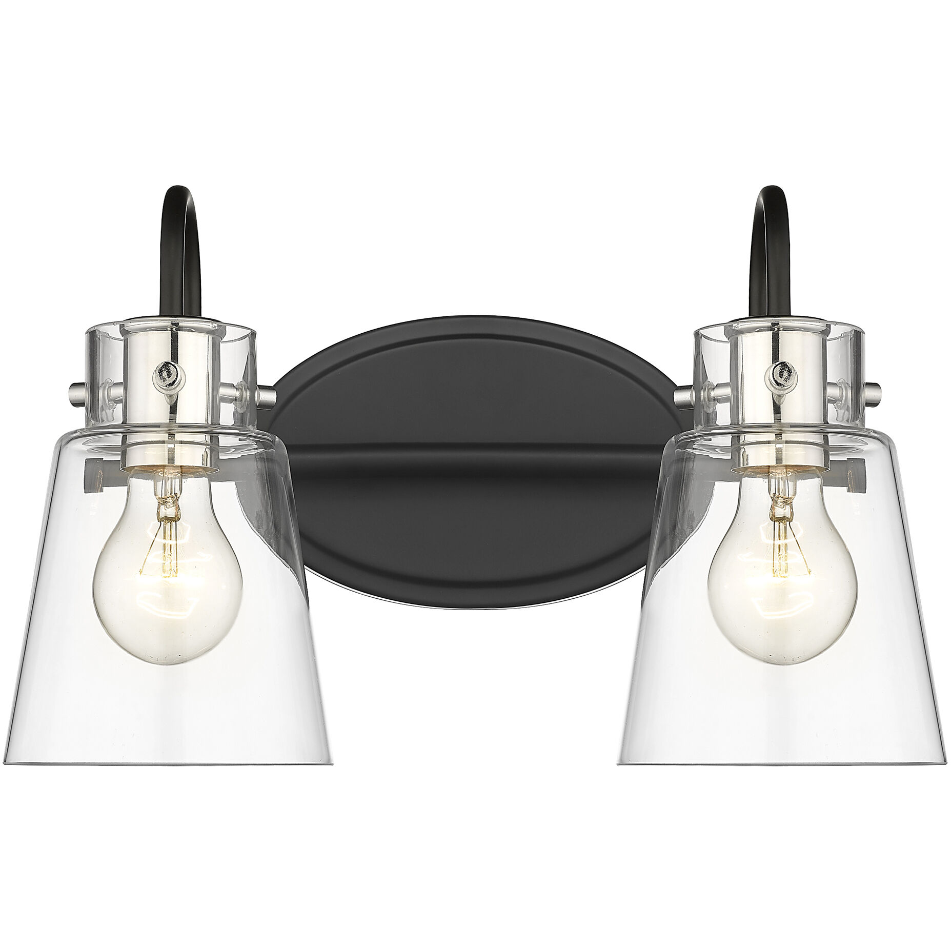 Bristow 2 Light 15 inch Matte Black and Polished Nickel Vanity Light Wall Light