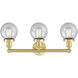 Beacon 3 Light 24.5 inch Satin Gold Bath Vanity Light Wall Light in Seedy