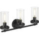 Lily 3 Light 20 inch Matte Black Vanity/Bath Bar Wall Light