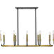 Haylie 10 Light 44 inch Matte Black and Olde Brass Linear Chandelier Ceiling Light