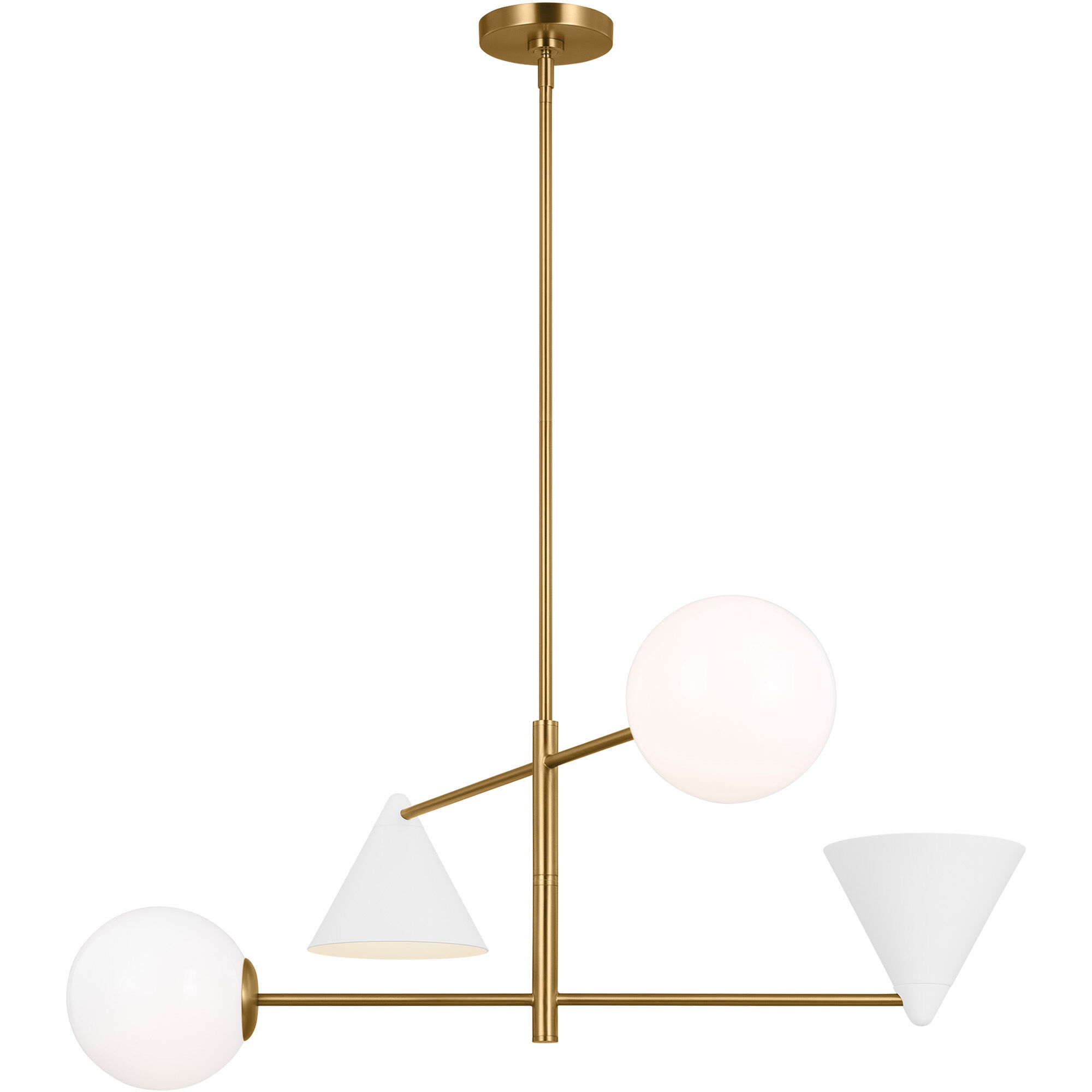 AERIN Cosmo 4 Light 36 inch Matte White and Burnished Brass Chandelier Ceiling Light in Matte White / Burnished Brass
