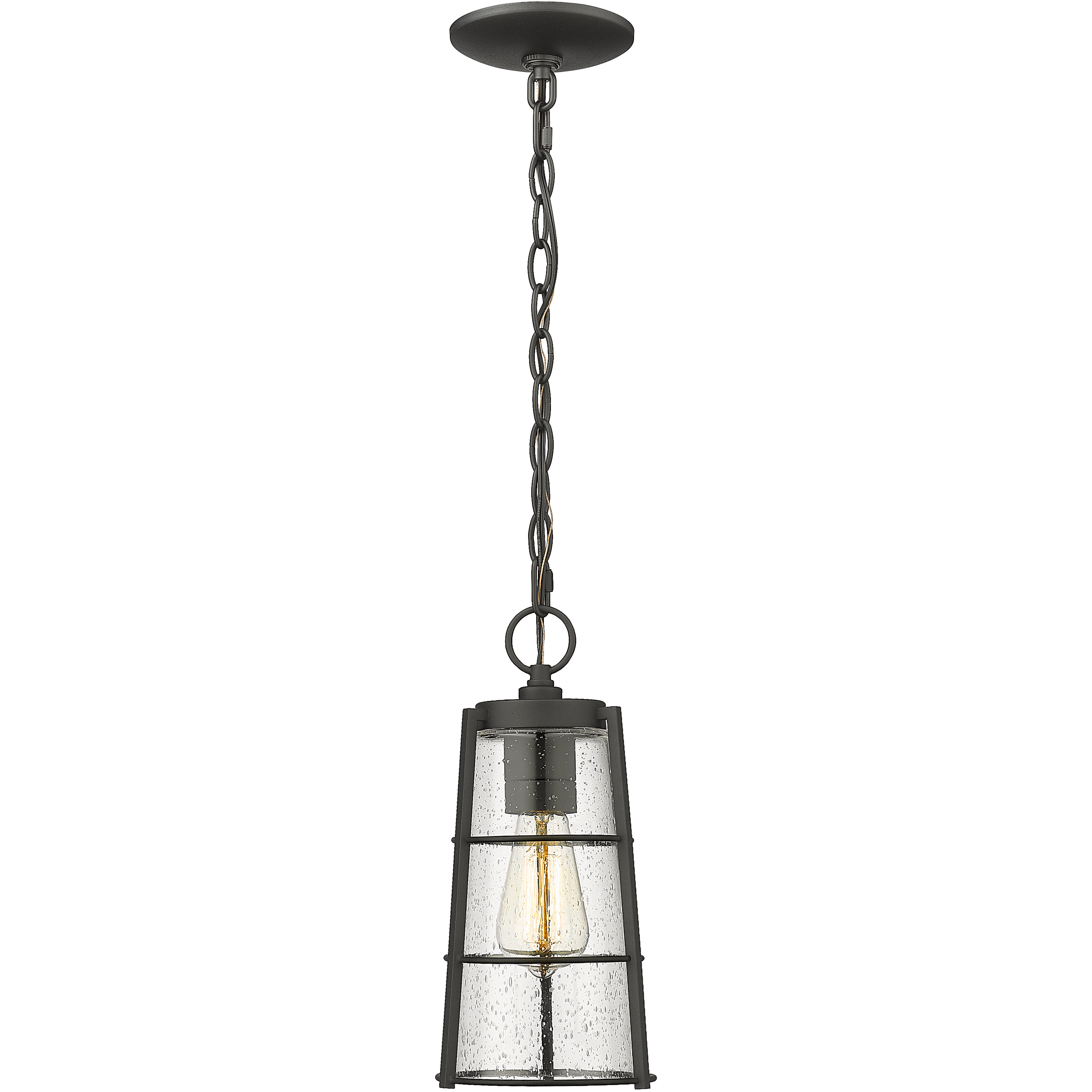 Helix 1 Light 6 inch Black Outdoor Chain Mount Ceiling Fixture